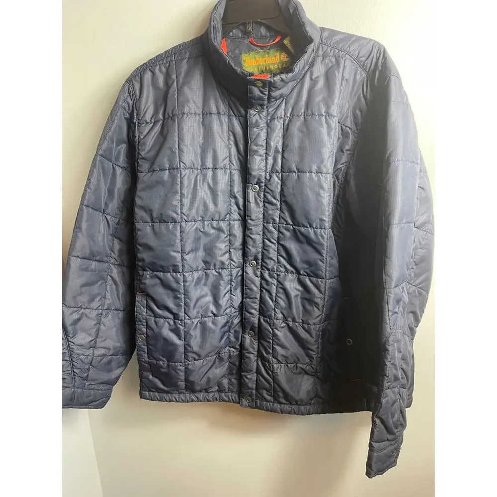 Timberland Weathergear Men's Puffer Jacket XL Navy Blue Red Item